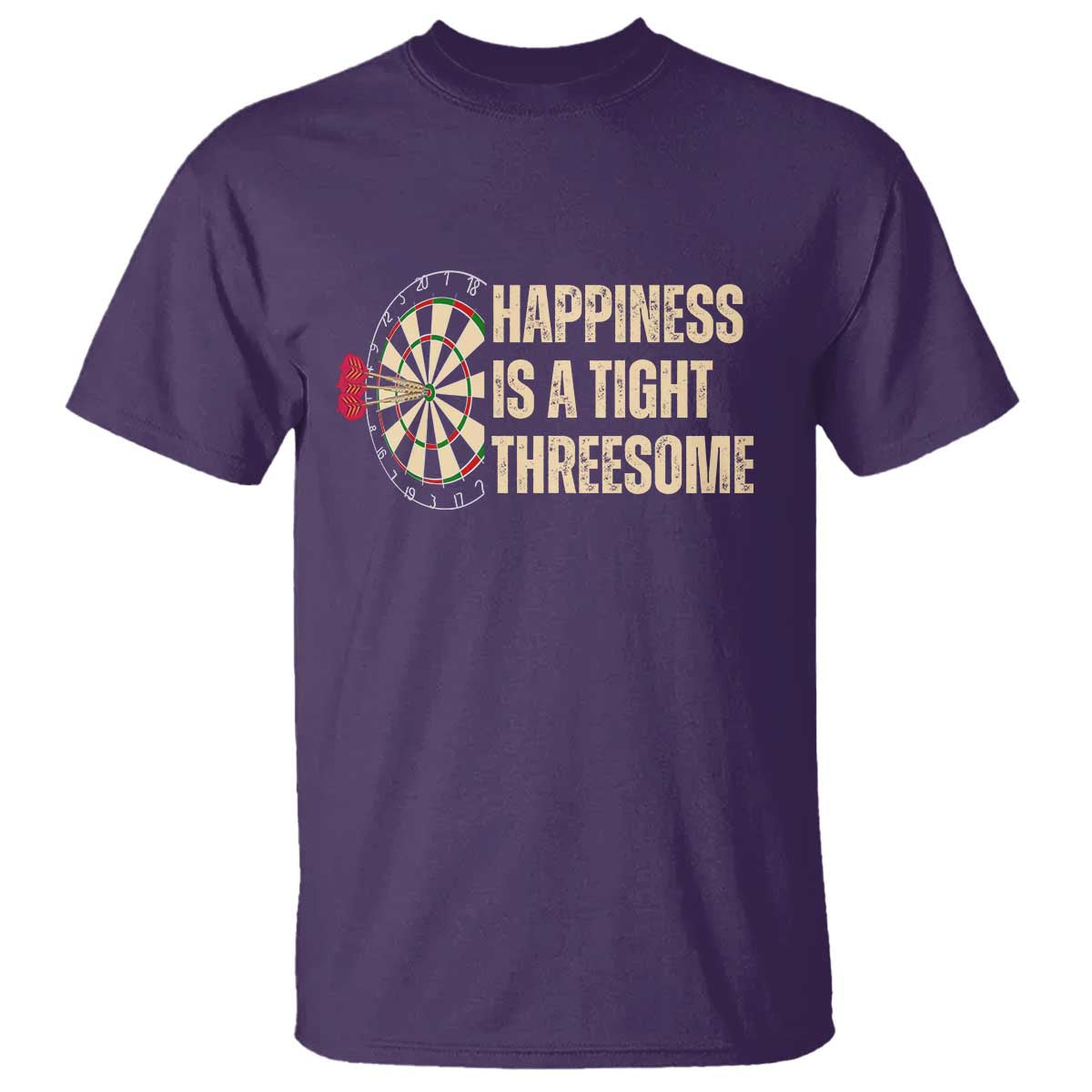 Funny Darts Happiness Is A Tight Threesome T Shirt Vintage Dartist Gift - Wonder Print Shop