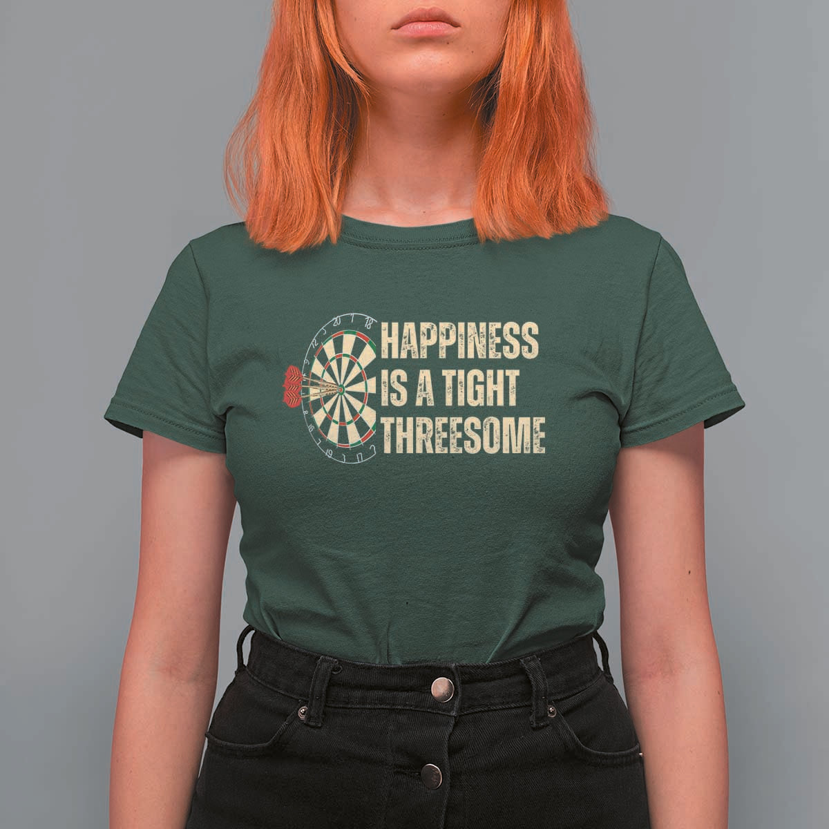Funny Darts Happiness Is A Tight Threesome T Shirt For Women Vintage Dartist Gift - Wonder Print Shop