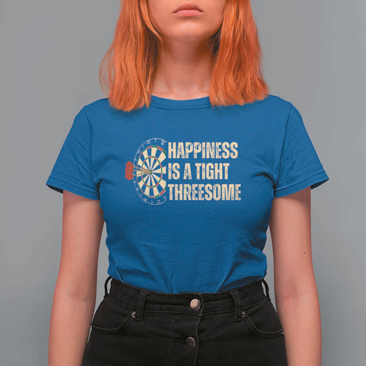 Funny Darts Happiness Is A Tight Threesome T Shirt For Women Vintage Dartist Gift - Wonder Print Shop