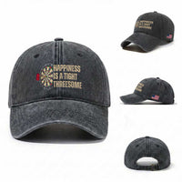 Funny Darts Happiness Is A Tight Threesome Washed Cotton Baseball Cap Vintage Dartist Gift