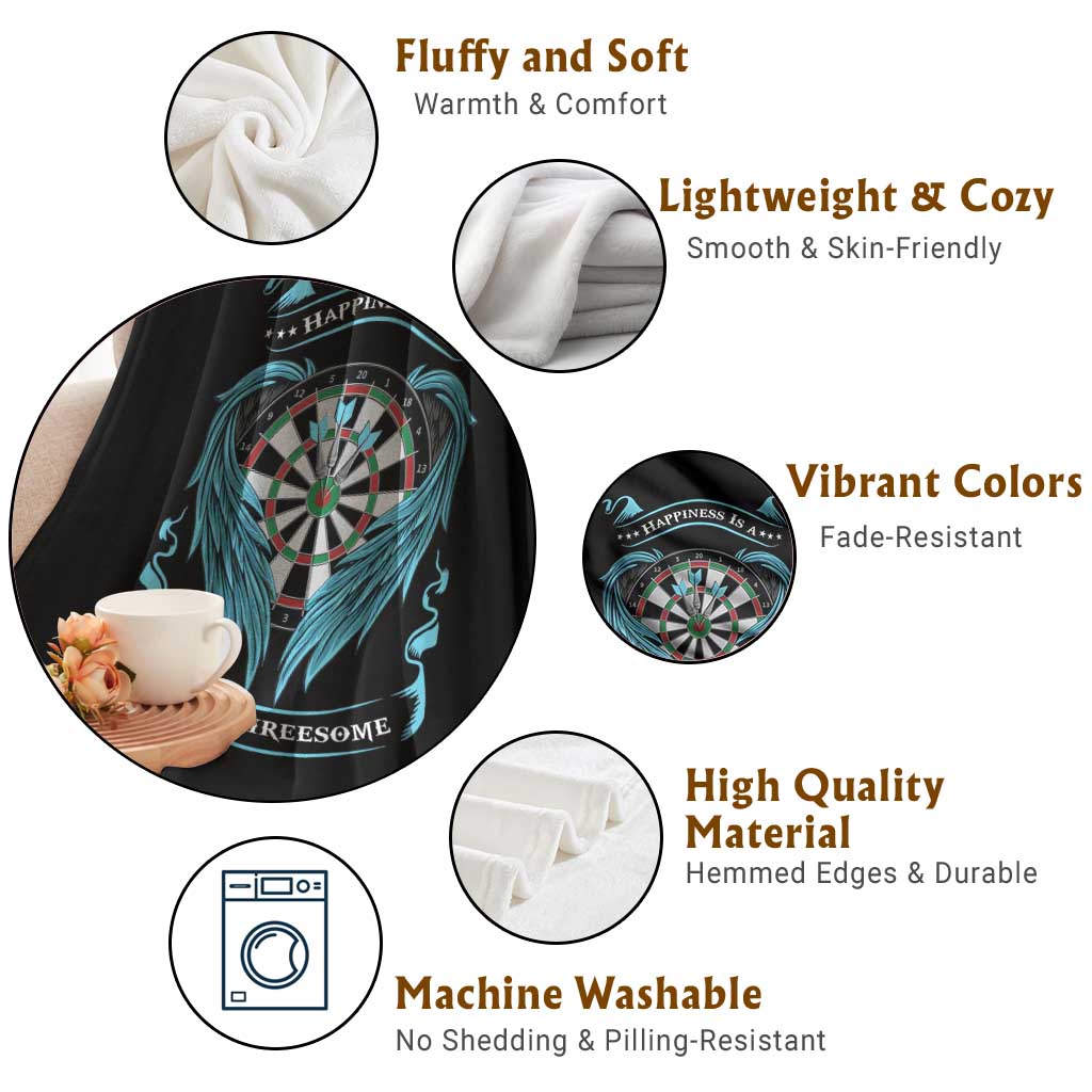Dart Player Sport Throw Blanket Darts Happiness Is A Tight Threesome - Wonder Print Shop
