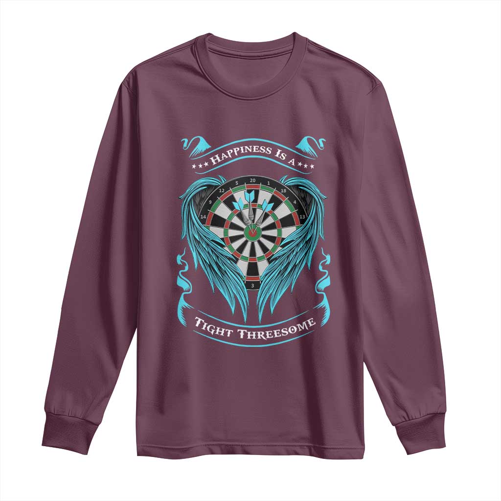 Dart Player Sport Long Sleeve Shirt Darts Happiness Is A Tight Threesome - Wonder Print Shop