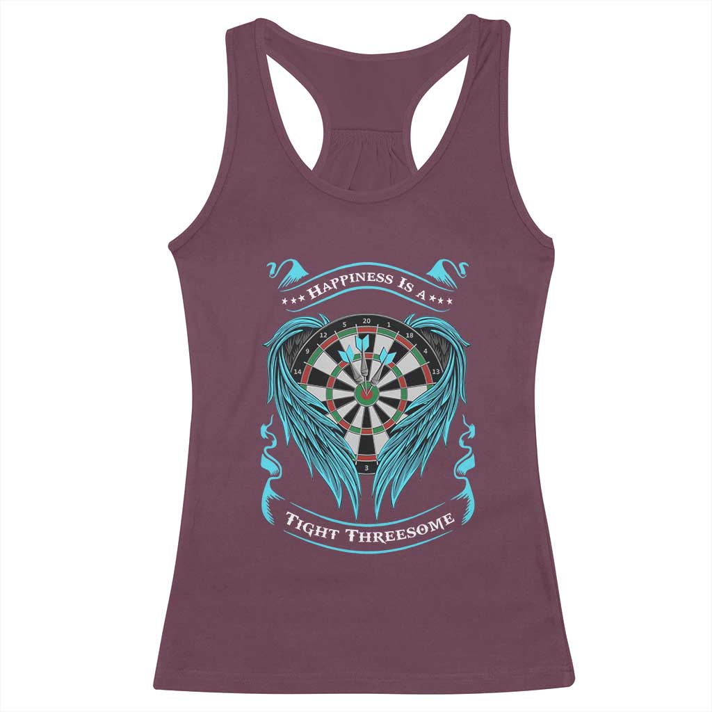 Dart Player Sport Racerback Tank Top Darts Happiness Is A Tight Threesome - Wonder Print Shop