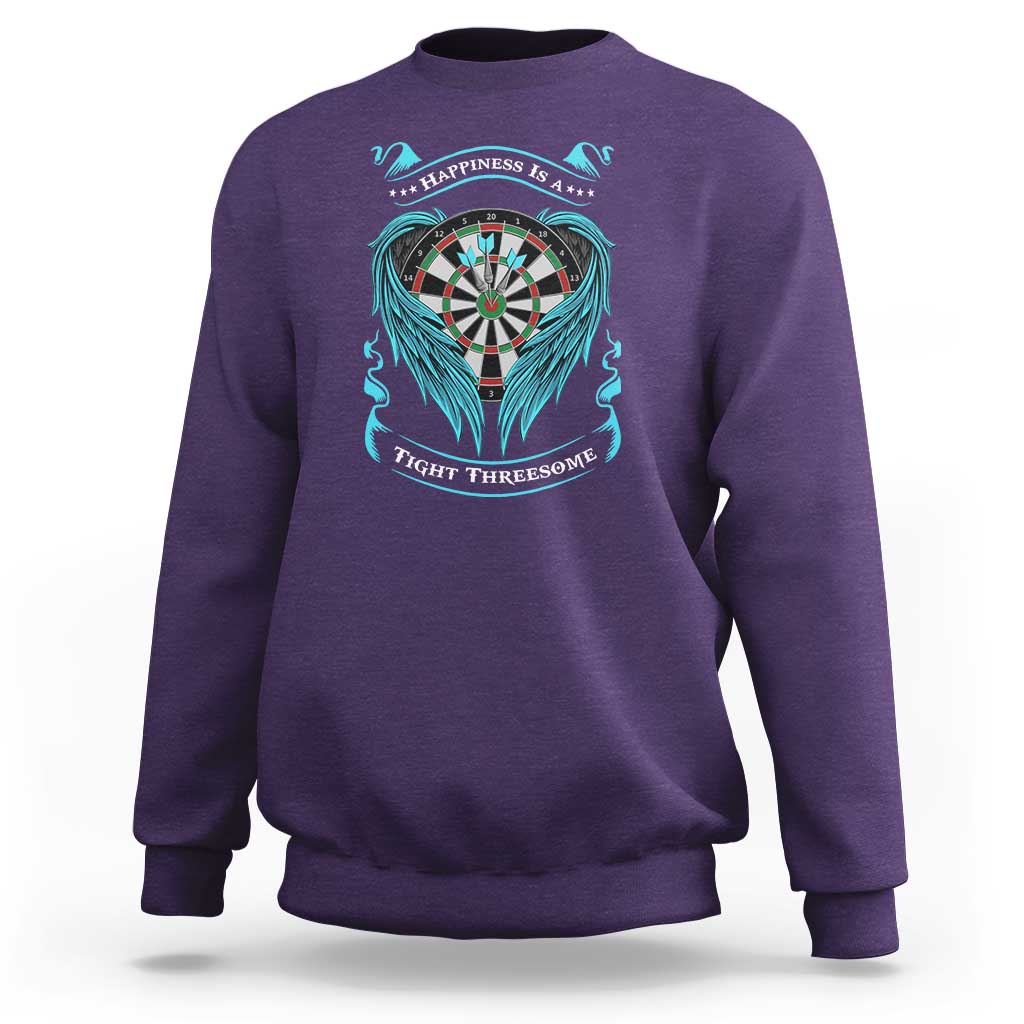 Dart Player Sport Sweatshirt Darts Happiness Is A Tight Threesome - Wonder Print Shop