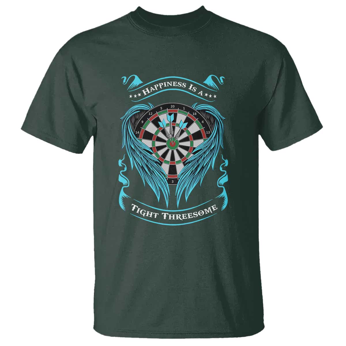 Dart Player Sport T Shirt Darts Happiness Is A Tight Threesome - Wonder Print Shop