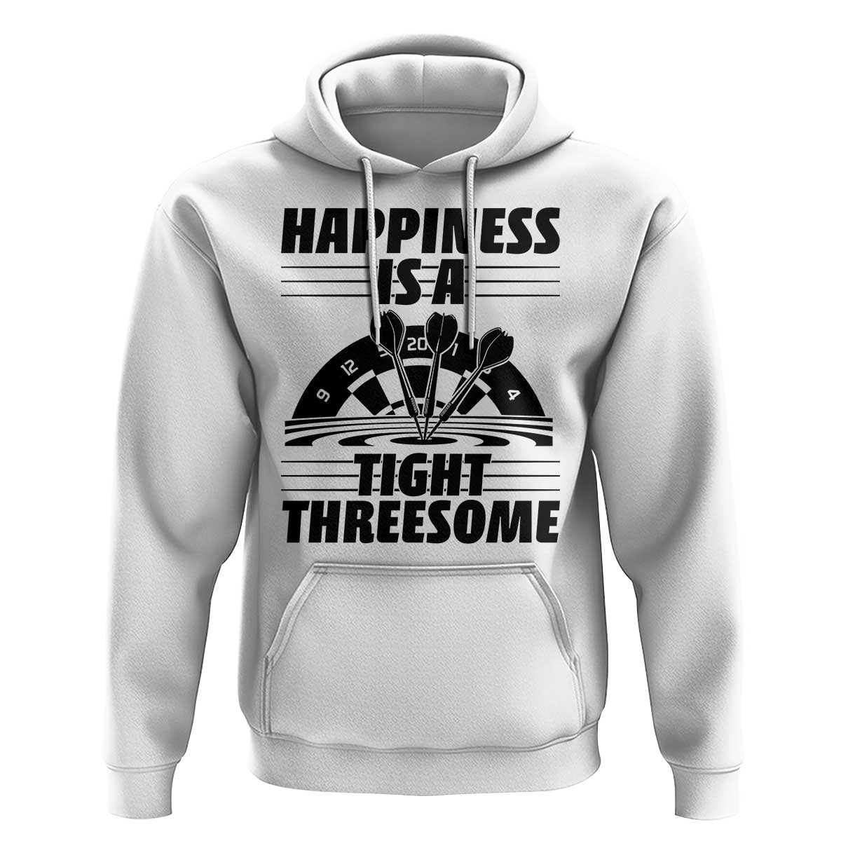Dirty Joke Darts Gift Hoodie Darts Happiness Is A Tight Threesome - Wonder Print Shop