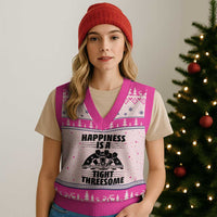 Dirty Joke Darts Gift V-Neck Knit Sweater Vest Darts Happiness Is A Tight Threesome - Wonder Print Shop
