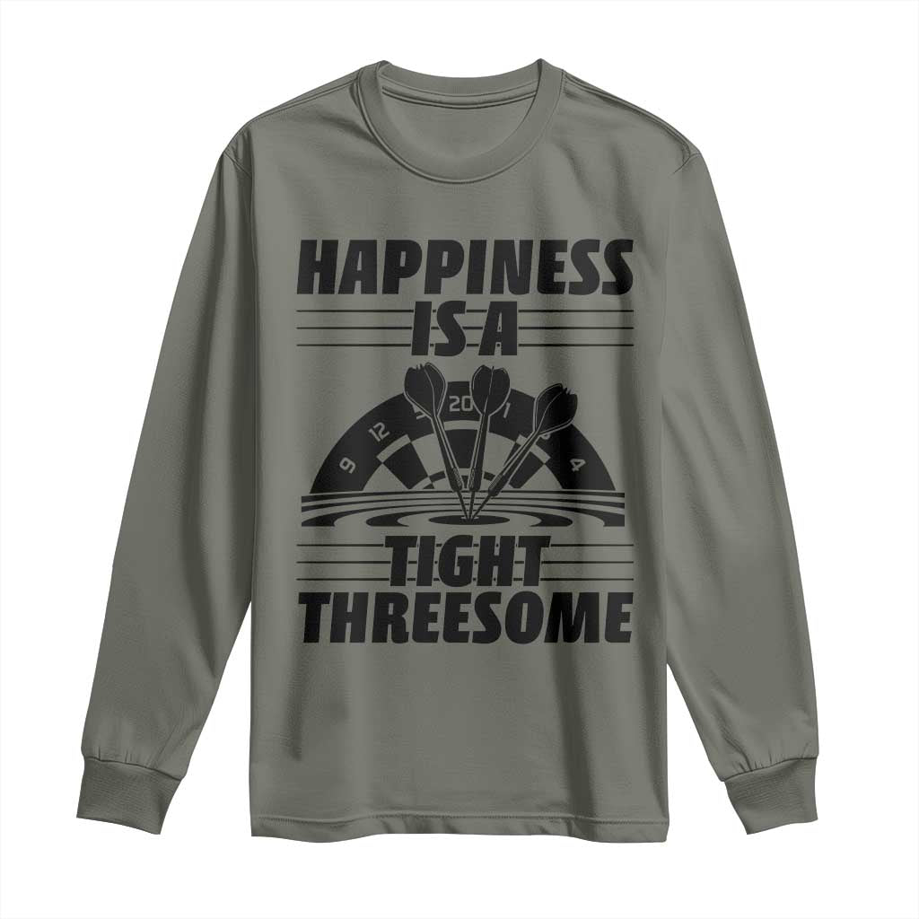 Dirty Joke Darts Gift Long Sleeve Shirt Darts Happiness Is A Tight Threesome - Wonder Print Shop
