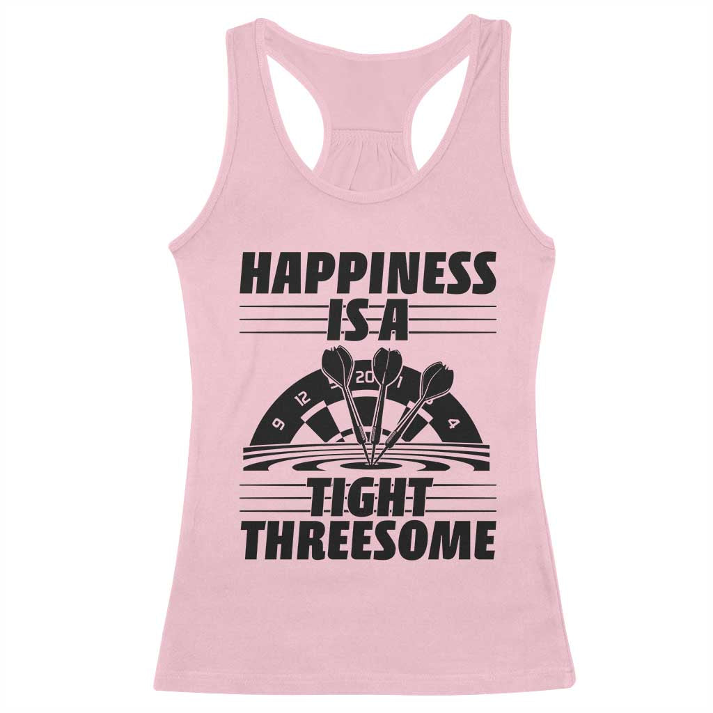 Dirty Joke Darts Gift Racerback Tank Top Darts Happiness Is A Tight Threesome - Wonder Print Shop