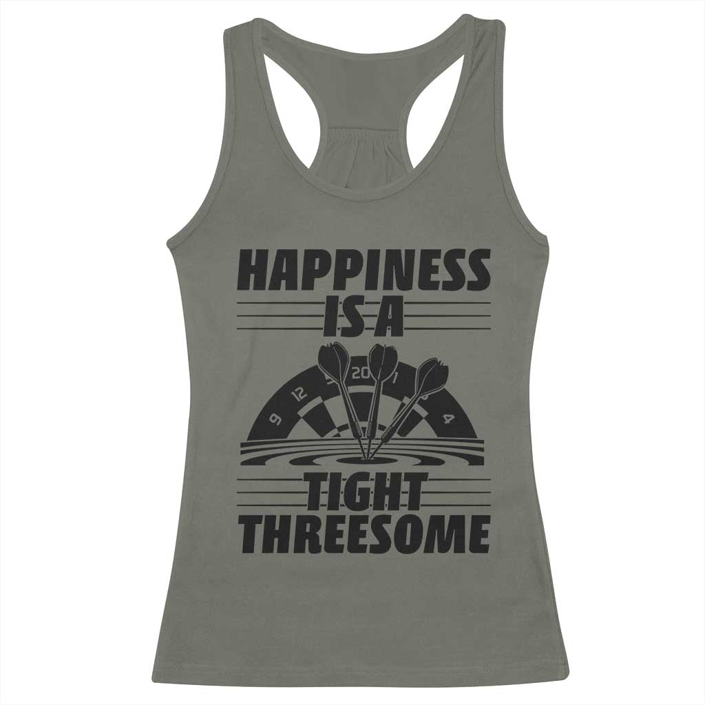Dirty Joke Darts Gift Racerback Tank Top Darts Happiness Is A Tight Threesome - Wonder Print Shop