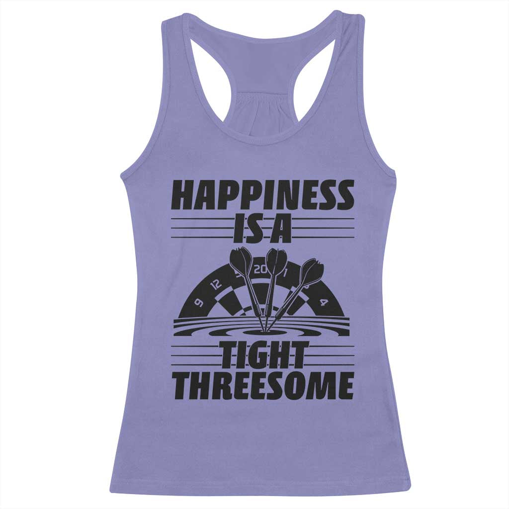 Dirty Joke Darts Gift Racerback Tank Top Darts Happiness Is A Tight Threesome - Wonder Print Shop