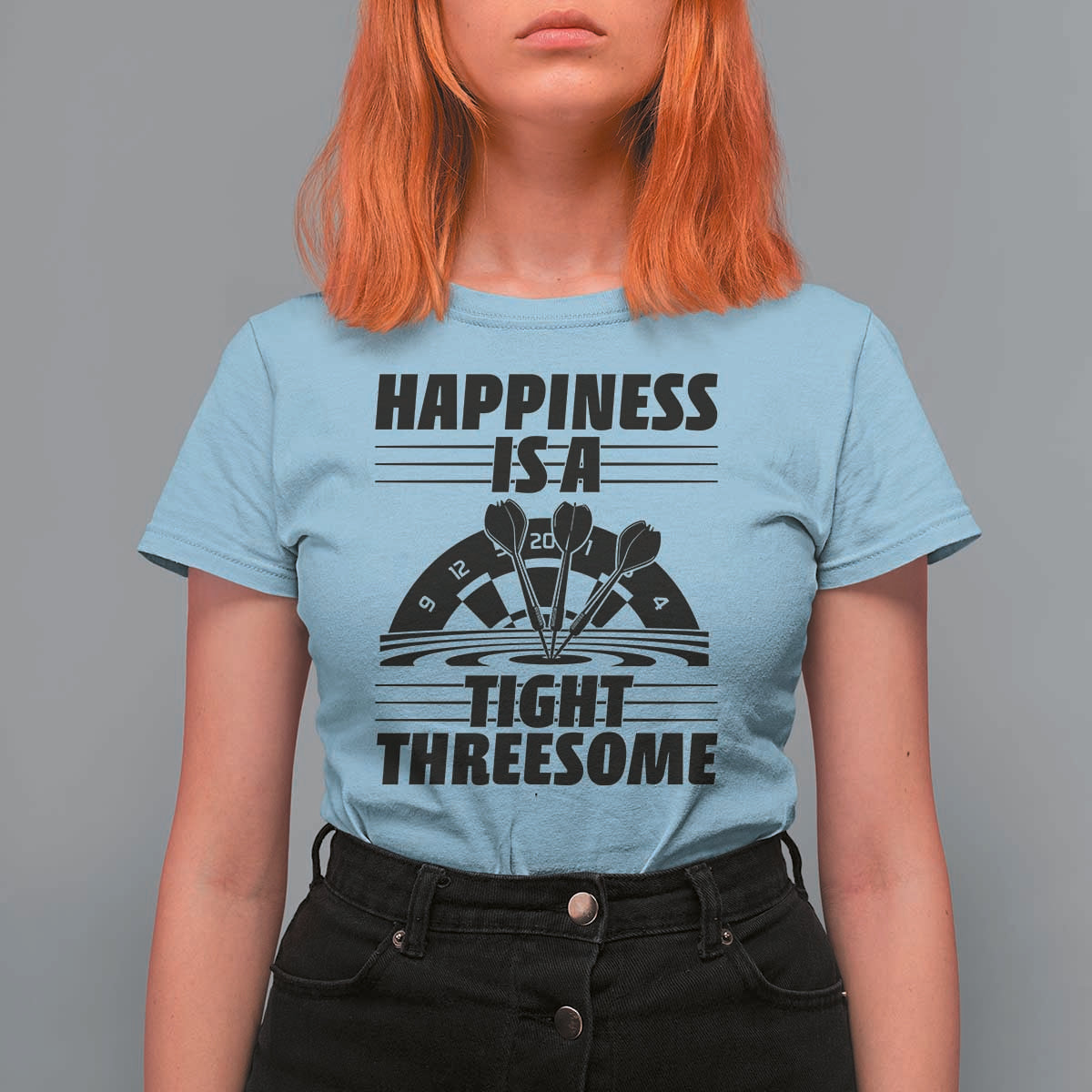 Dirty Joke Darts Gift T Shirt For Women Darts Happiness Is A Tight Threesome - Wonder Print Shop