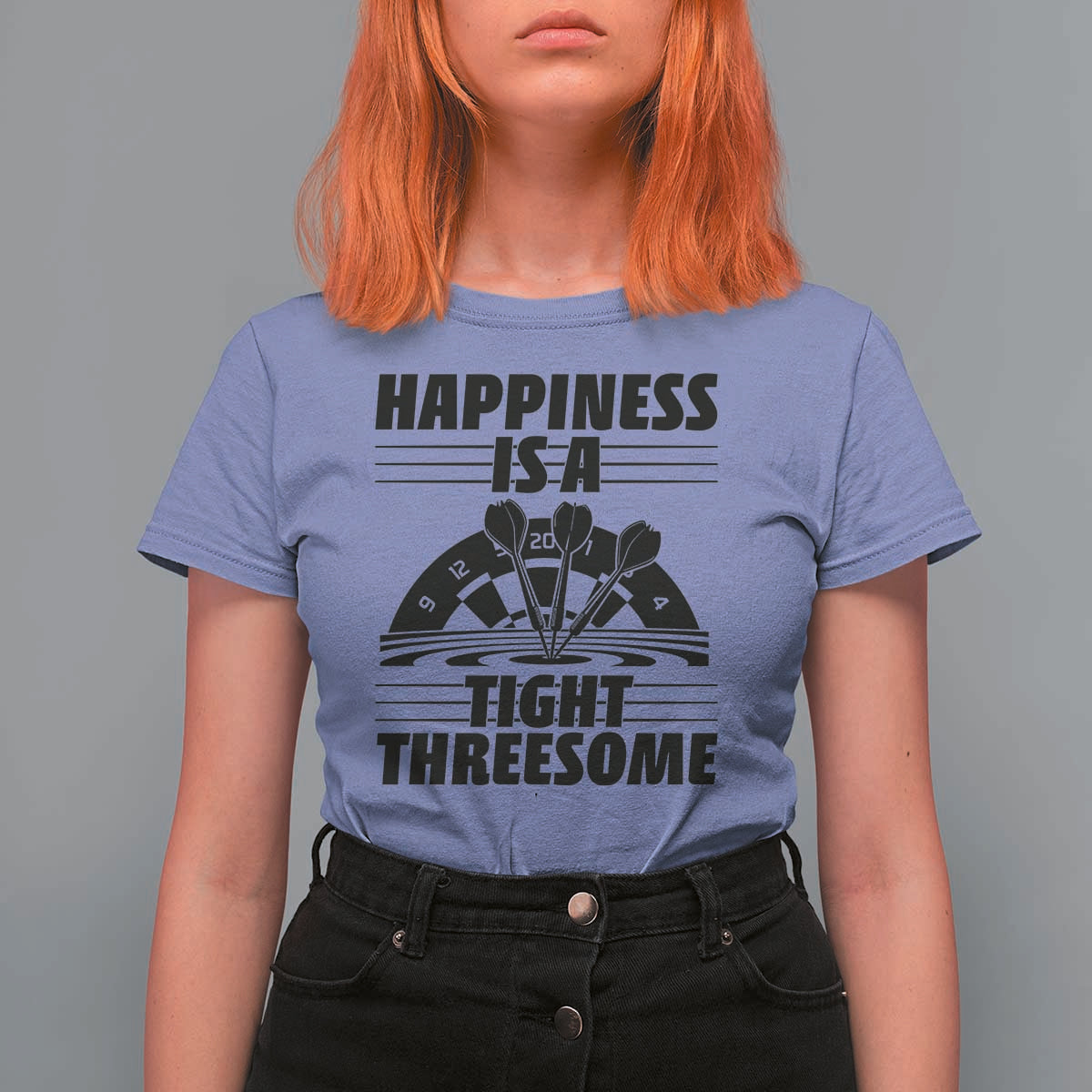 Dirty Joke Darts Gift T Shirt For Women Darts Happiness Is A Tight Threesome - Wonder Print Shop