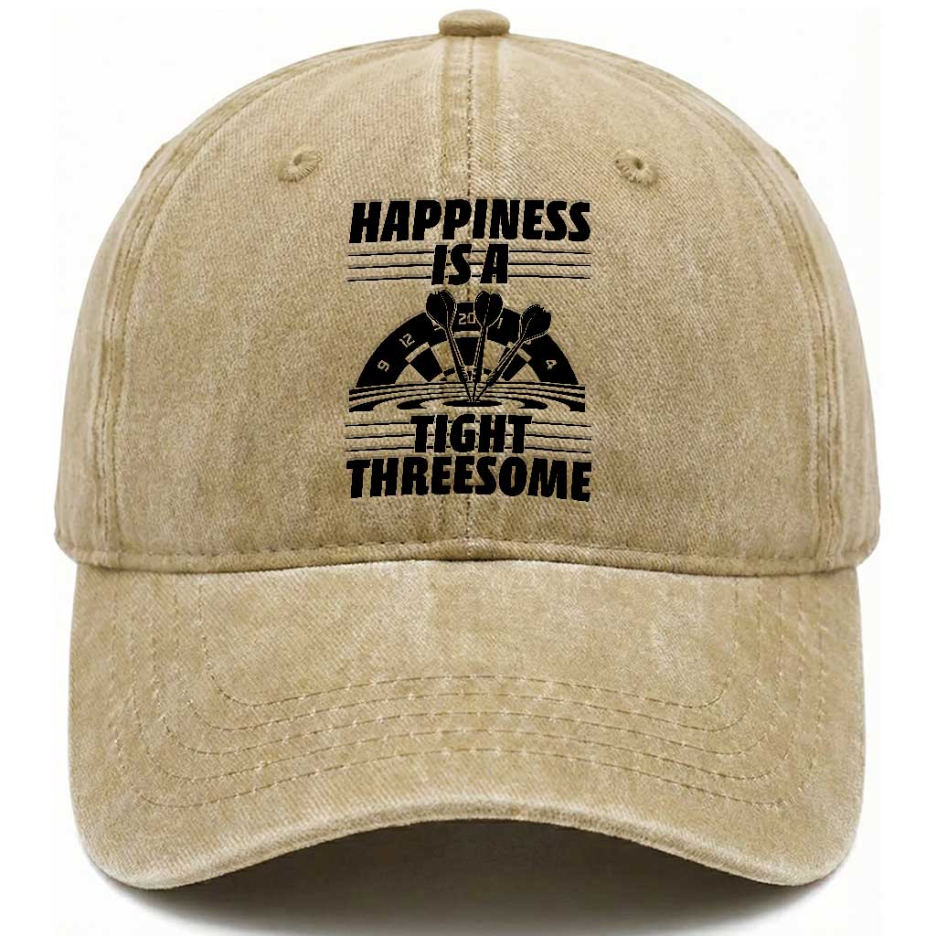 Dirty Joke Darts Gift Washed Cotton Baseball Cap Darts Happiness Is A Tight Threesome