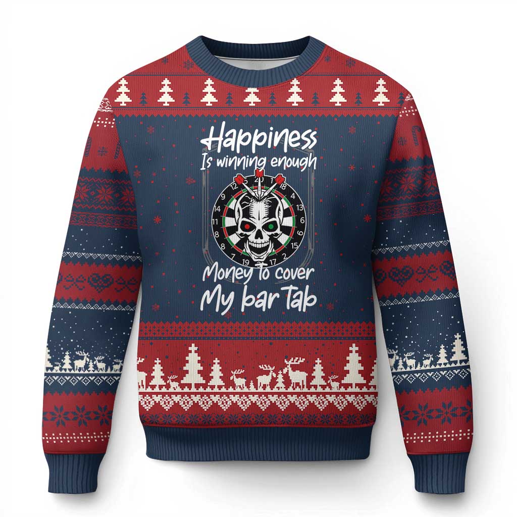 Darts Lover Drinking Game Ugly Christmas Sweater Winning Money To Cover My Bar Tab - Wonder Print Shop