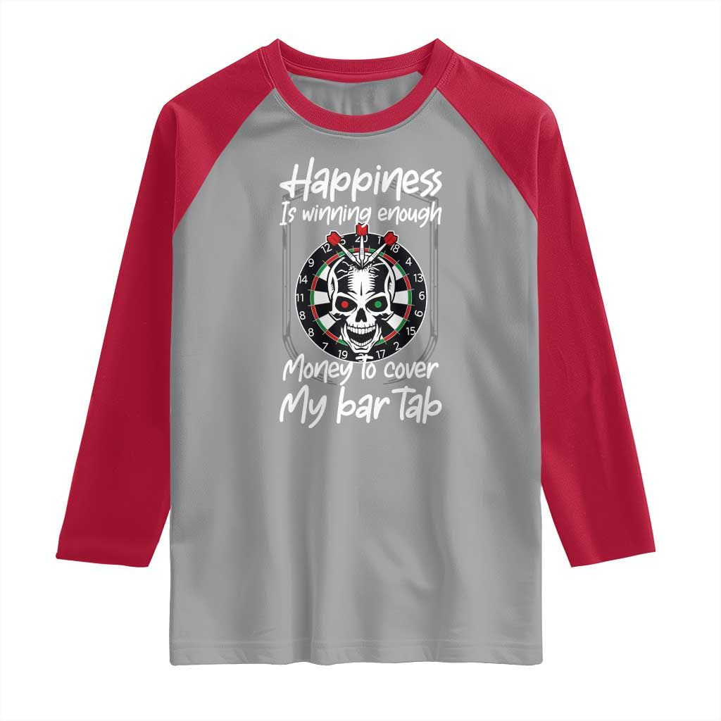 Darts Lover Drinking Game Raglan Shirt Winning Money To Cover My Bar Tab - Wonder Print Shop