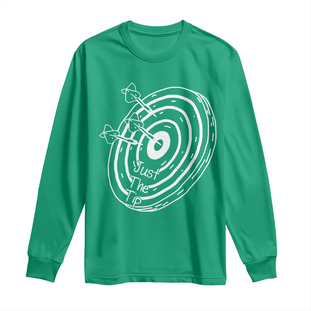 Funny Dirty Humor Dart Player Long Sleeve Shirt Just The Tip - Wonder Print Shop