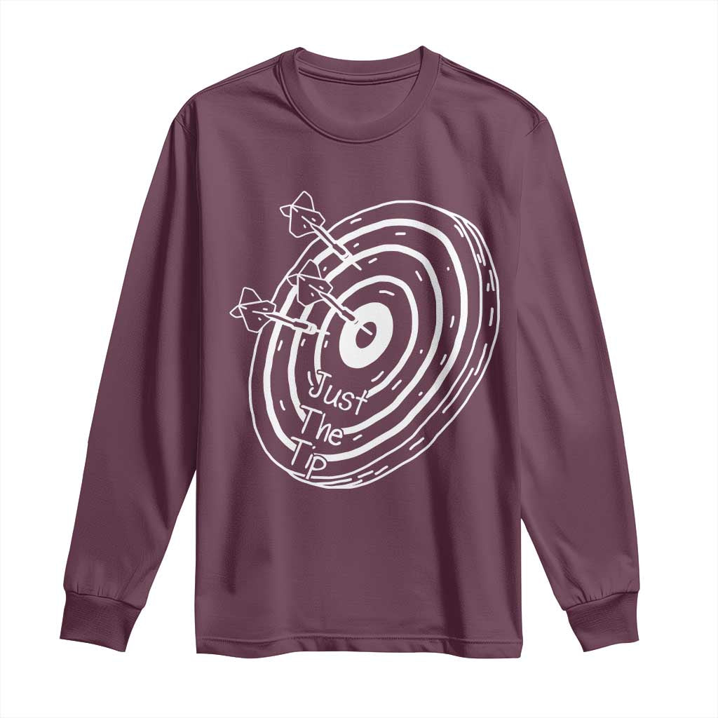 Funny Dirty Humor Dart Player Long Sleeve Shirt Just The Tip - Wonder Print Shop