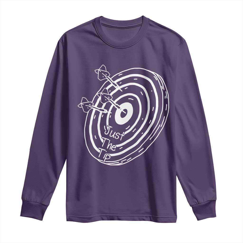 Funny Dirty Humor Dart Player Long Sleeve Shirt Just The Tip - Wonder Print Shop