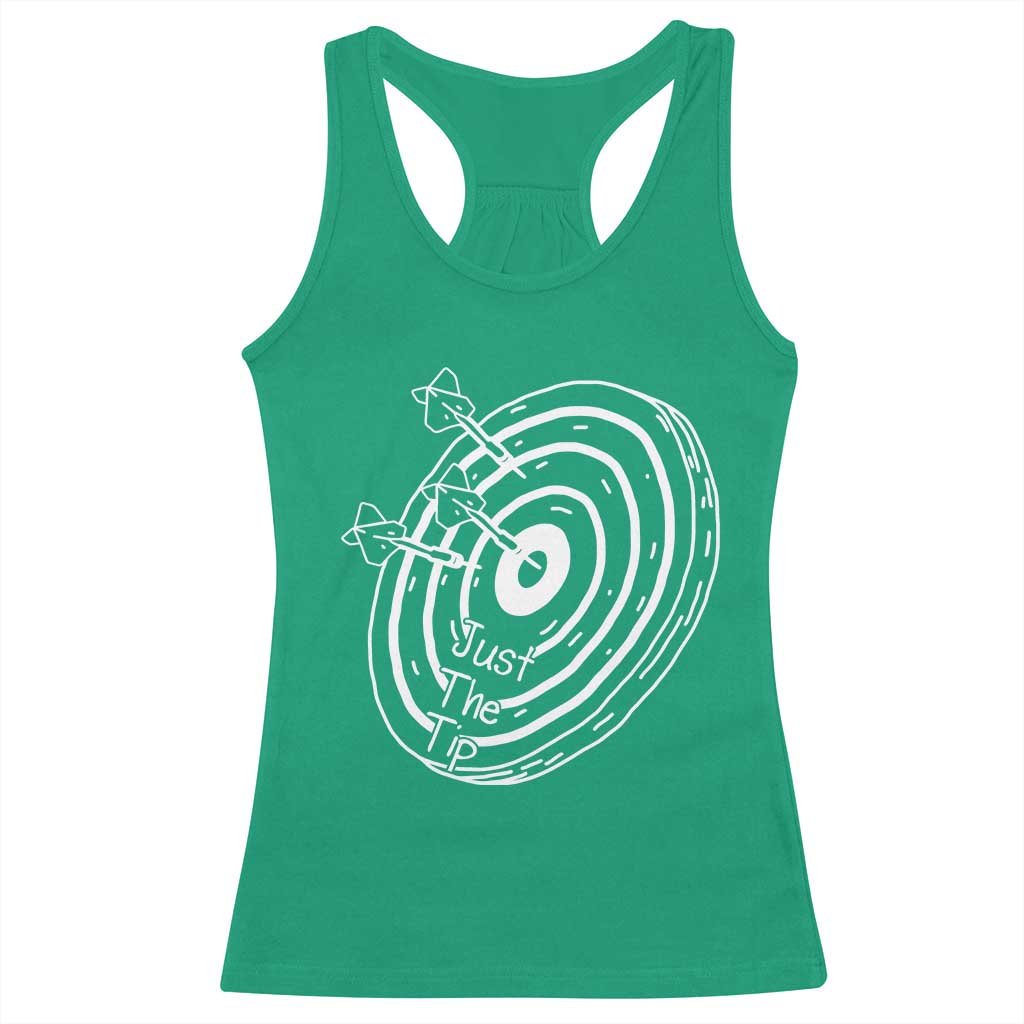 Funny Dirty Humor Dart Player Racerback Tank Top Just The Tip - Wonder Print Shop