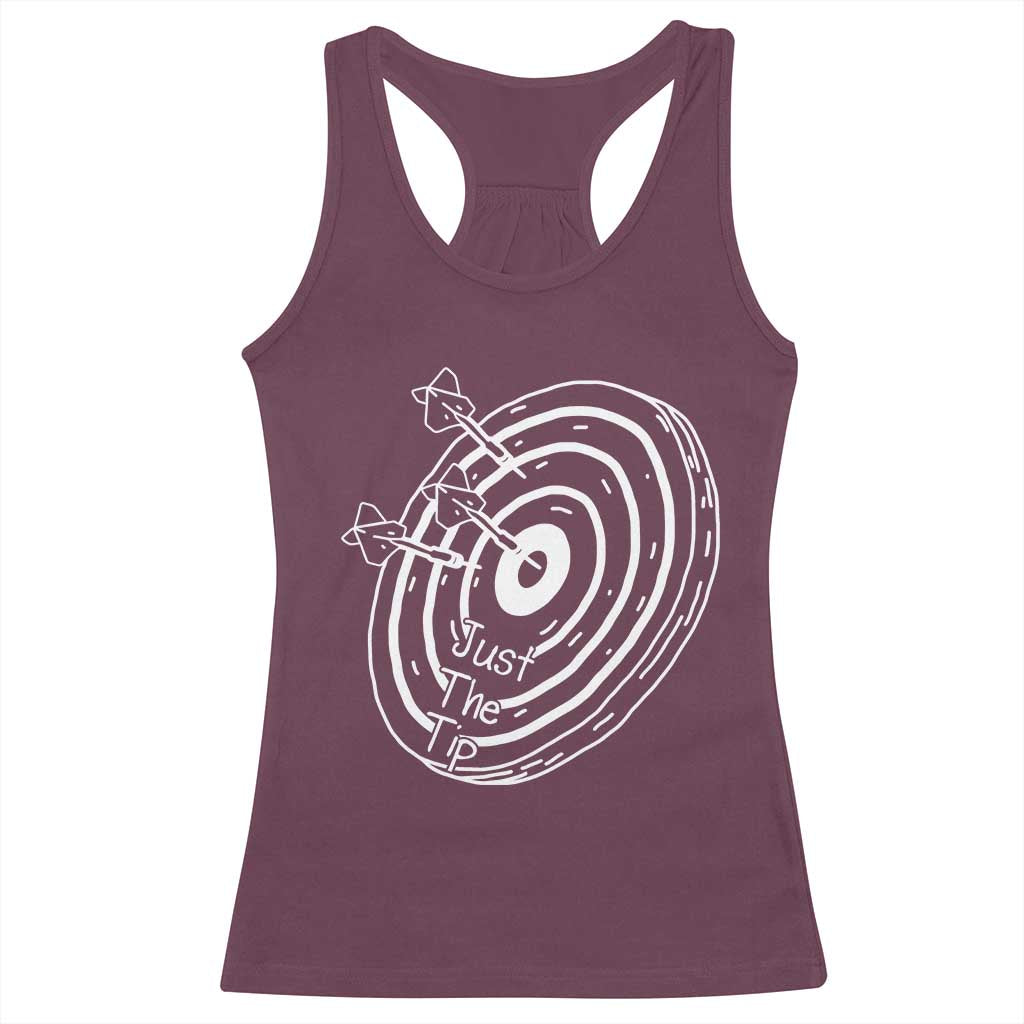 Funny Dirty Humor Dart Player Racerback Tank Top Just The Tip - Wonder Print Shop