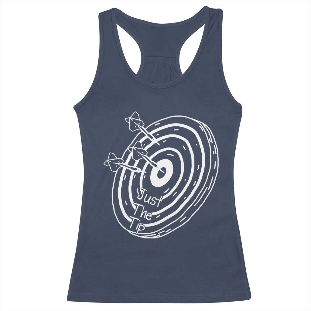 Funny Dirty Humor Dart Player Racerback Tank Top Just The Tip - Wonder Print Shop