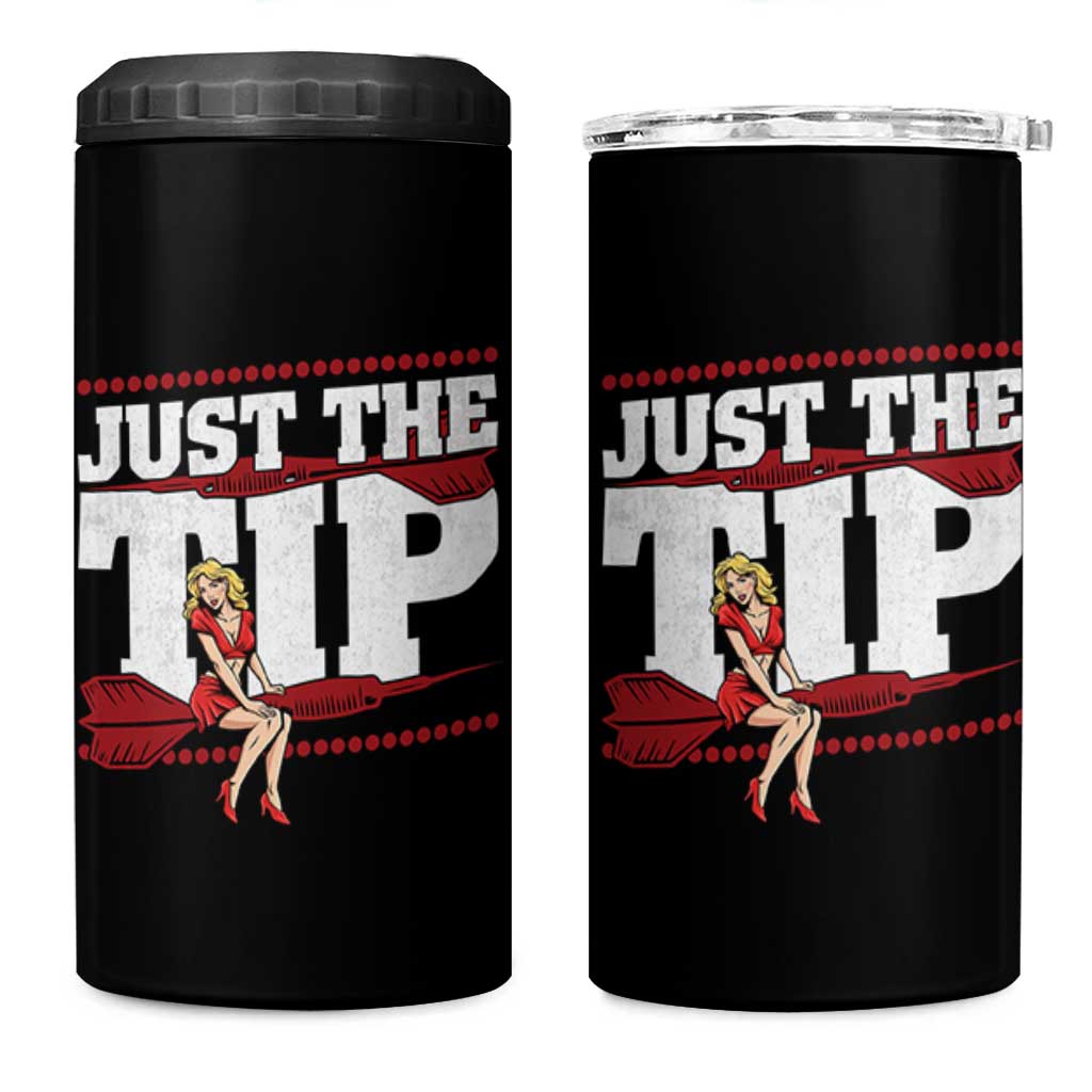 Funny Darts Player Gift 4 in 1 Can Cooler Tumbler Just The Tip - Wonder Print Shop