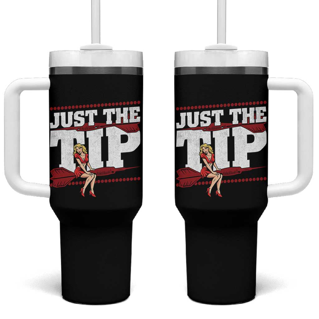 Funny Darts Player Gift Tumbler With Handle Just The Tip - Wonder Print Shop