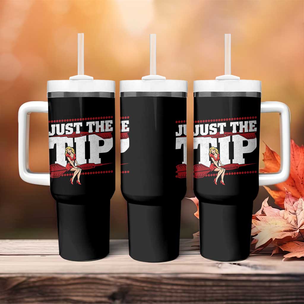 Funny Darts Player Gift Tumbler With Handle Just The Tip - Wonder Print Shop