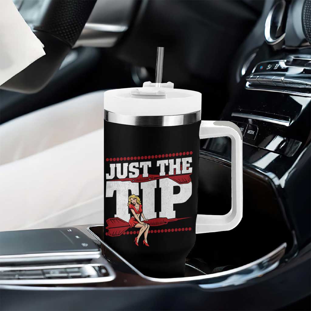 Funny Darts Player Gift Tumbler With Handle Just The Tip - Wonder Print Shop