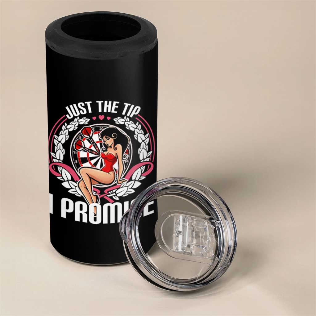 Just The Tip I Promise 4 in 1 Can Cooler Tumbler Funny Dart Player Quote For Pub Fans - Wonder Print Shop