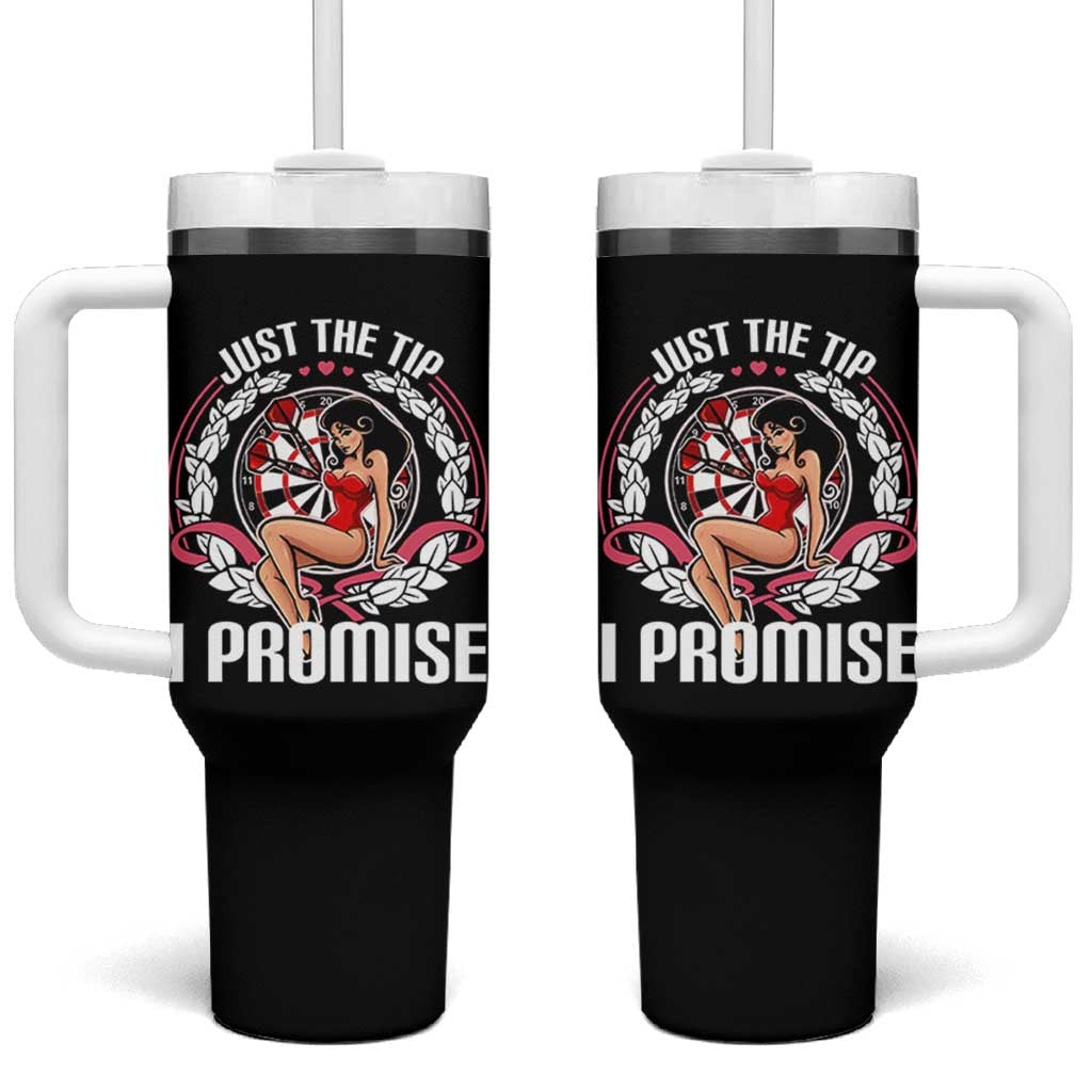 Just The Tip I Promise Tumbler With Handle Funny Dart Player Quote For Pub Fans - Wonder Print Shop