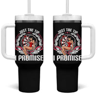 Just The Tip I Promise Tumbler With Handle Funny Dart Player Quote For Pub Fans - Wonder Print Shop