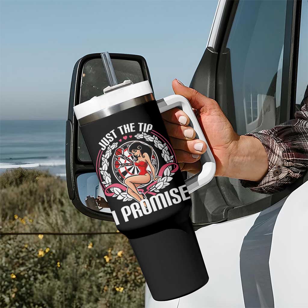 Just The Tip I Promise Tumbler With Handle Funny Dart Player Quote For Pub Fans - Wonder Print Shop