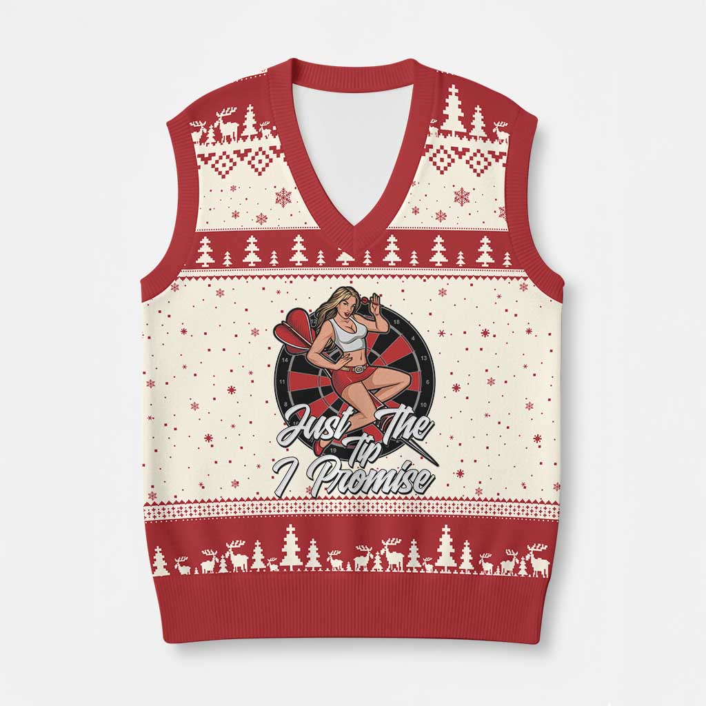 Just The Tip I Promise V-Neck Knit Sweater Vest Sexy Pin Up Girl Dartist Gift - Wonder Print Shop