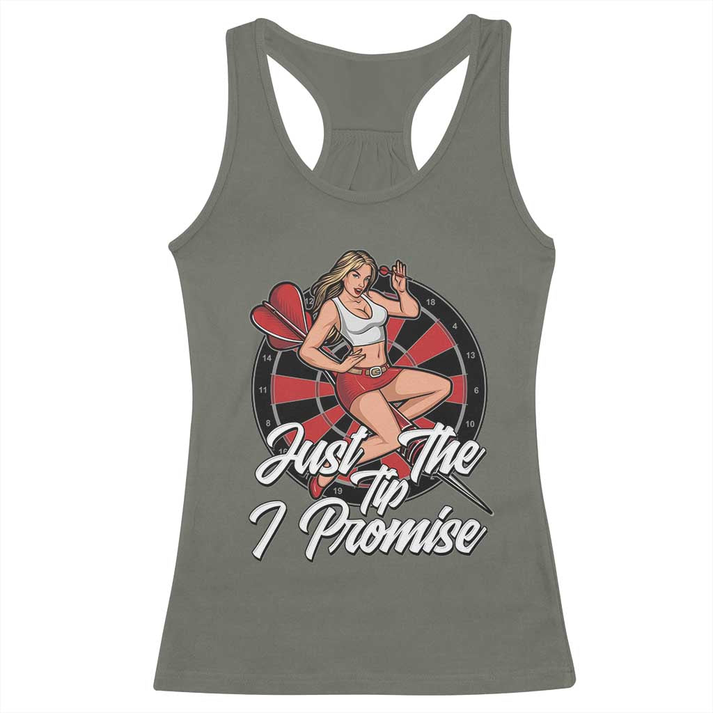 Just The Tip I Promise Racerback Tank Top Sexy Pin Up Girl Dartist Gift - Wonder Print Shop