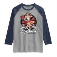 Just The Tip I Promise Raglan Shirt Sexy Pin Up Girl Dartist Gift - Wonder Print Shop