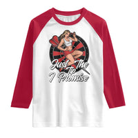 Just The Tip I Promise Raglan Shirt Sexy Pin Up Girl Dartist Gift - Wonder Print Shop