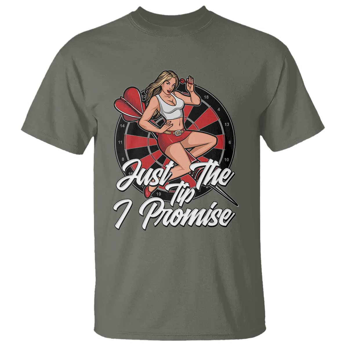 Just The Tip I Promise T Shirt Sexy Pin Up Girl Dartist Gift - Wonder Print Shop