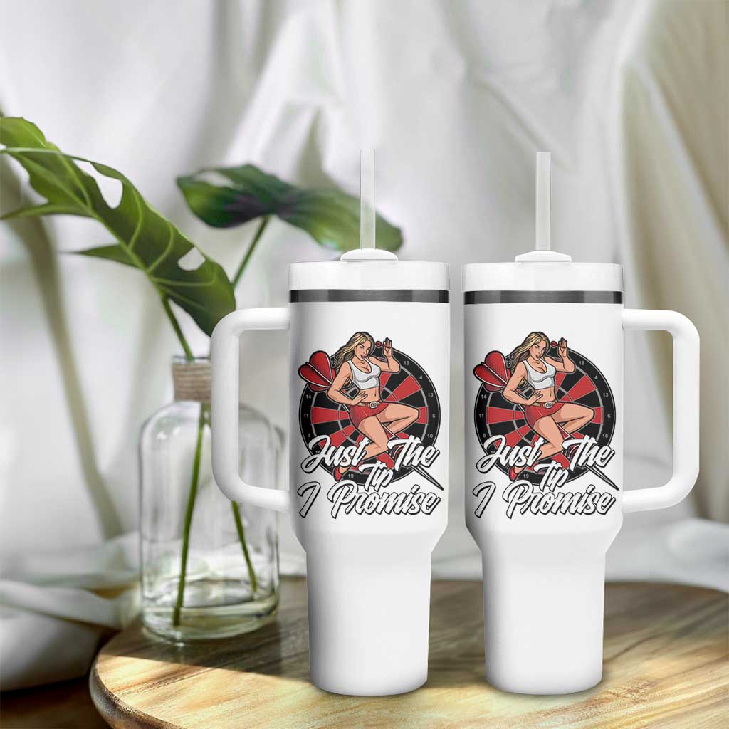 Just The Tip I Promise Tumbler With Handle Sexy Pin Up Girl Dartist Gift - Wonder Print Shop