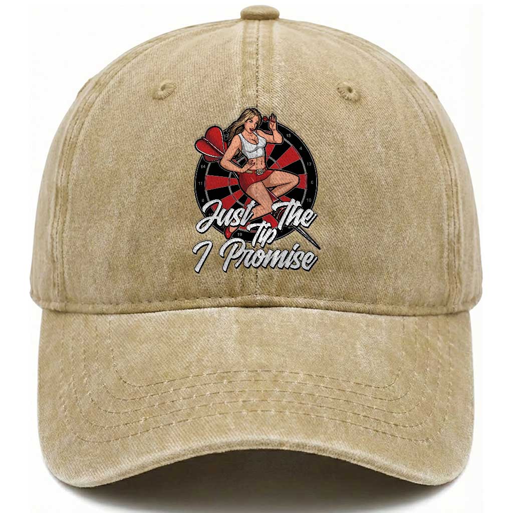 Just The Tip I Promise Washed Cotton Baseball Cap Sexy Pin Up Girl Dartist Gift