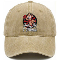 Just The Tip I Promise Washed Cotton Baseball Cap Sexy Pin Up Girl Dartist Gift