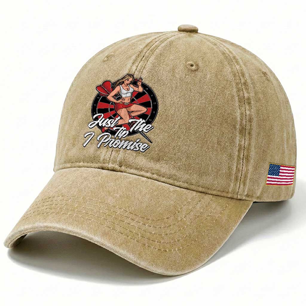 Just The Tip I Promise Washed Cotton Baseball Cap Sexy Pin Up Girl Dartist Gift
