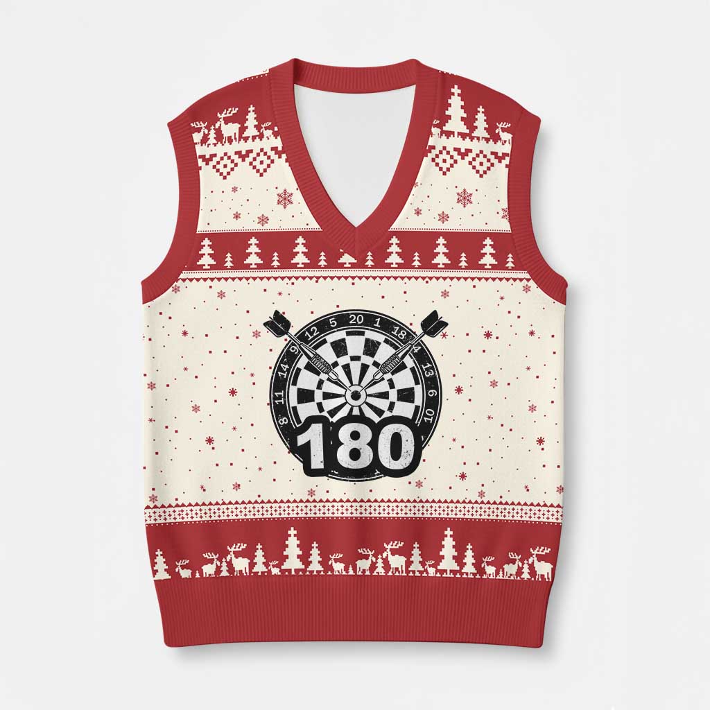 Funny Darts Max 180 V-Neck Knit Sweater Vest Dartist Darts Lover Gift - Wonder Print Shop