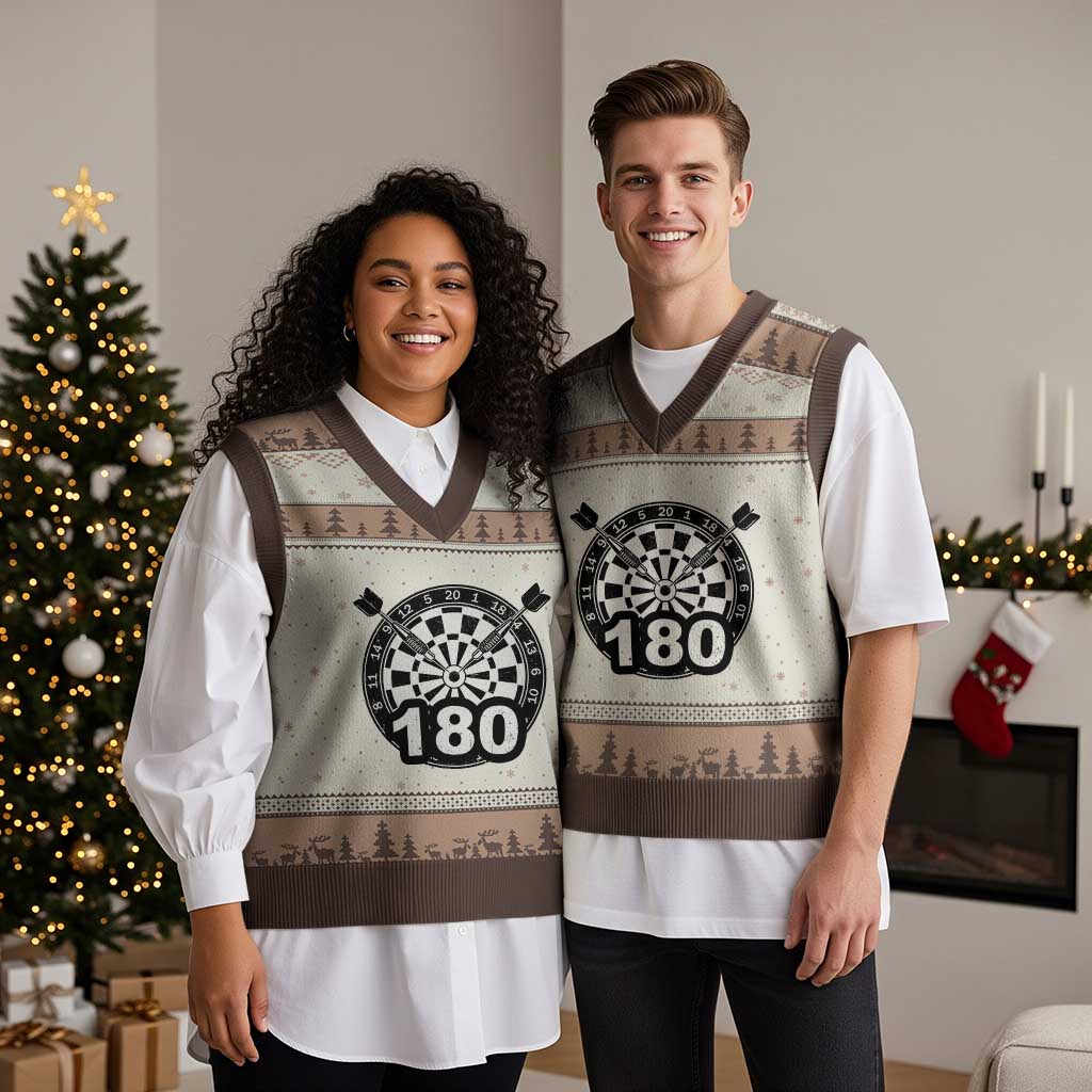 Funny Darts Max 180 V-Neck Knit Sweater Vest Dartist Darts Lover Gift - Wonder Print Shop