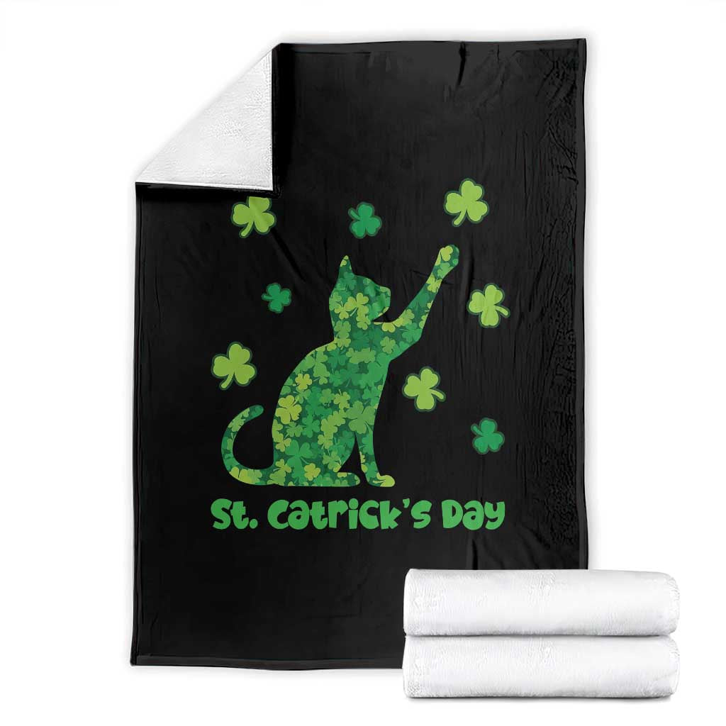 Funny St Catricks Day Throw Blanket Lucky Shamrock Cat Saint Pattys