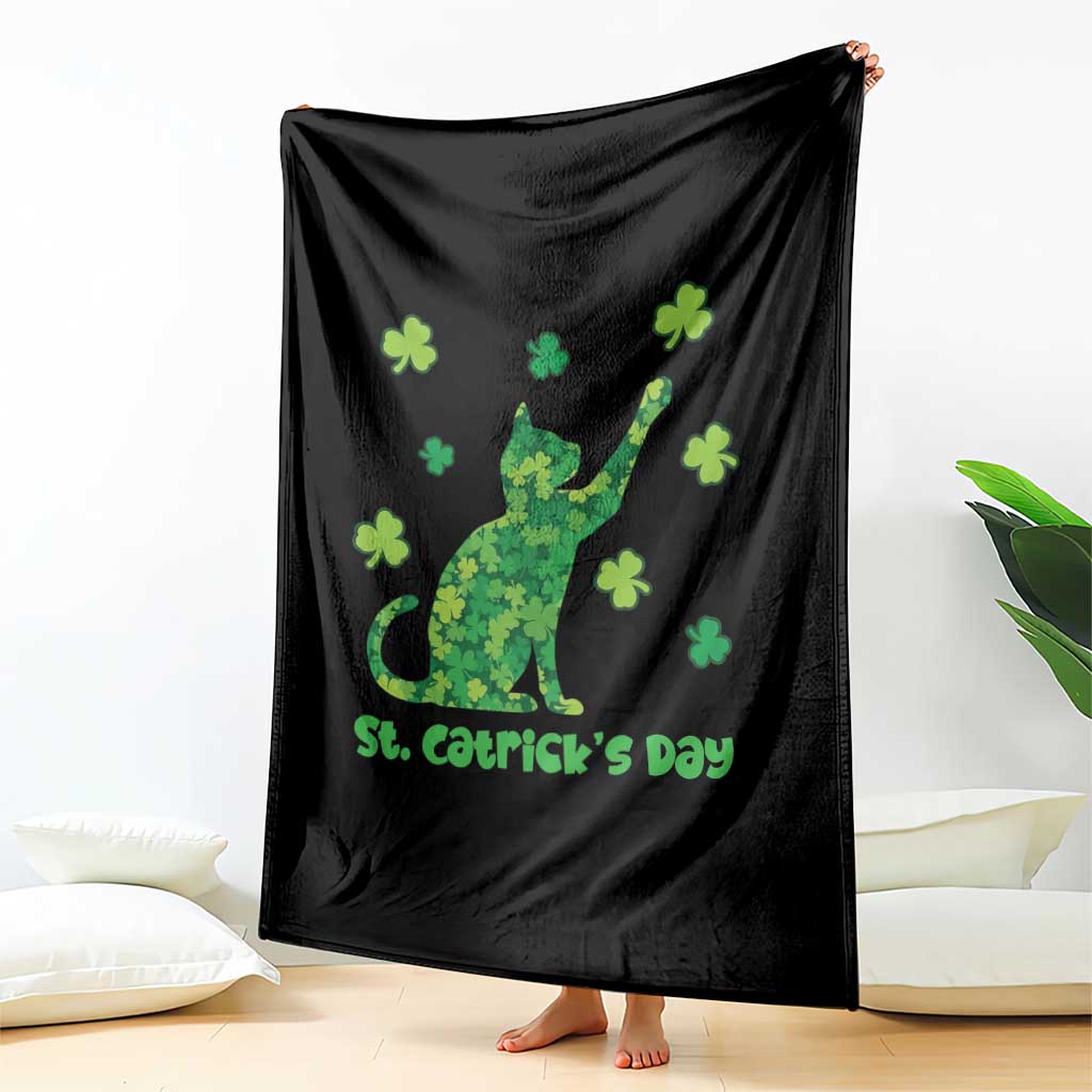 Funny St Catricks Day Throw Blanket Lucky Shamrock Cat Saint Pattys