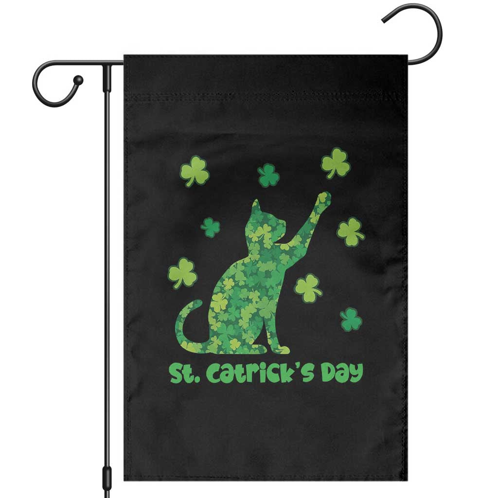 Funny St Catricks Day Garden Flag Lucky Shamrock Cat Saint Pattys