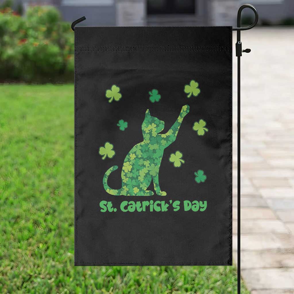 Funny St Catricks Day Garden Flag Lucky Shamrock Cat Saint Pattys