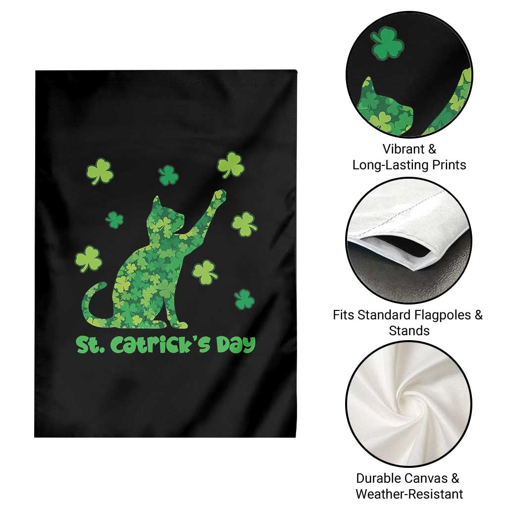 Funny St Catricks Day Garden Flag Lucky Shamrock Cat Saint Pattys